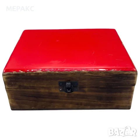 Голяма дървена кутия с керамична глазура – 20 × 15 × 7,5 см, снимка 3 - Други - 56223817