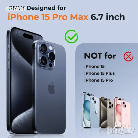 UNBREAKcable Магнитен калъф за iPhone 15 Pro Max 6.7", Съвместим с MagSafe, черен, снимка 2 - Калъфи, кейсове - 49902906
