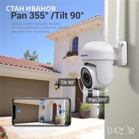 Външна безжична IP камера ESCAM PVR007, FHD, 1080P, H.265, 3MP, WIFI, Водоустойчива, снимка 5 - Камери - 40490419