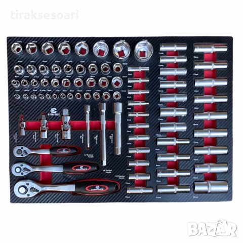 Немски Професионален шкаф количка с инструменти EVERFORCE 251 части, снимка 5 - Куфари с инструменти - 42911736