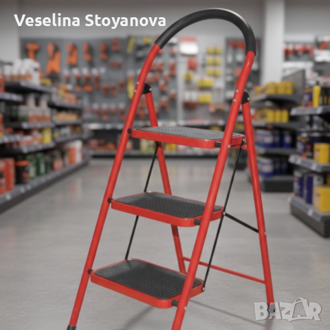 Лека сгъваема стълба – 3 Стъпала, до 150 кг, супер компактно прибиране, снимка 5 - Други стоки за дома - 52747624