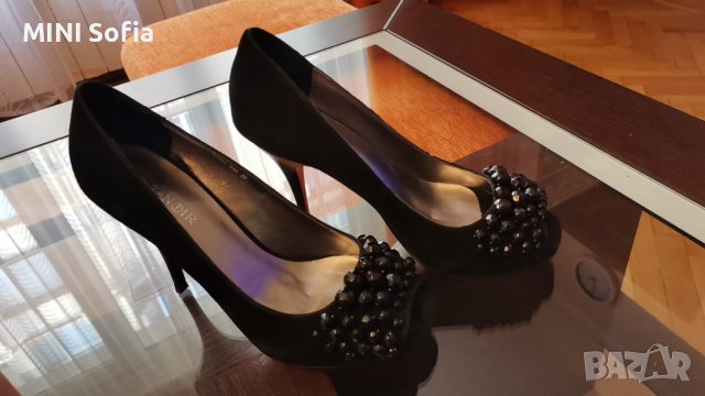 CafeNOIR / Официални италиански обувки на висок ток от естествен велур с червена подметка, снимка 12 - Дамски елегантни обувки - 36905485