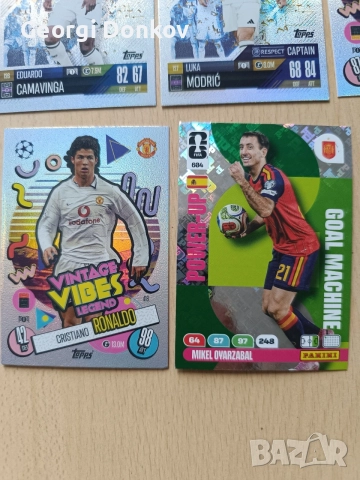 Лот от 6 футболни картички Topps Match Attax & Panini (Роналдо, Модрич и др.), снимка 5 - Колекции - 56239196