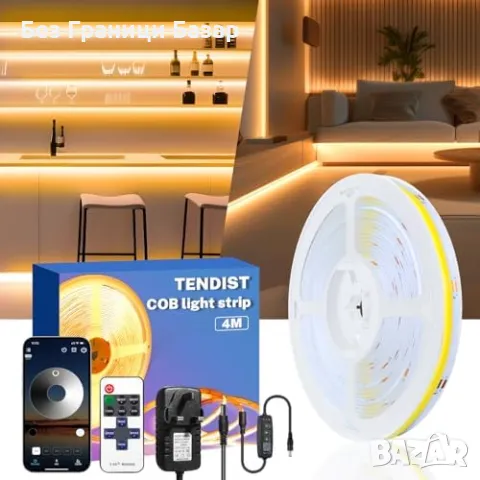 Нова LED лента 4M топла бяла 2700K, COB технология, димируема светлина