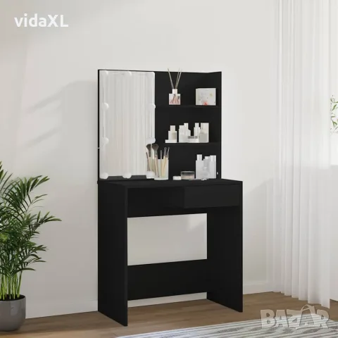 vidaXL Тоалетка с LED, черна, 74,5x40x141 см, снимка 4 - Тоалетки - 56147815