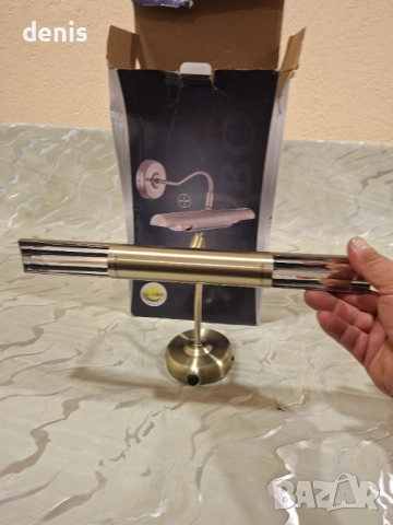 До 2x40 W, 2хЕ14, IP20, ДхШхВ 21х36,5х13,5 см, античен месинг, снимка 6 - Друга електроника - 52886705