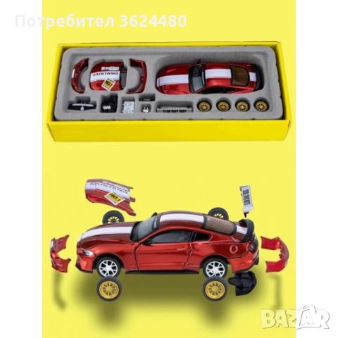 Метална Играчка Ford Mustang GT Червен Цвят 4744, снимка 6 - Коли, камиони, мотори, писти - 52541977