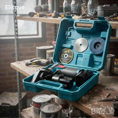 Мини ъглошлайф KraftRoyal 24V 6Ah с безчетков мотор и 2 батерии за бързо и прецизно рязане