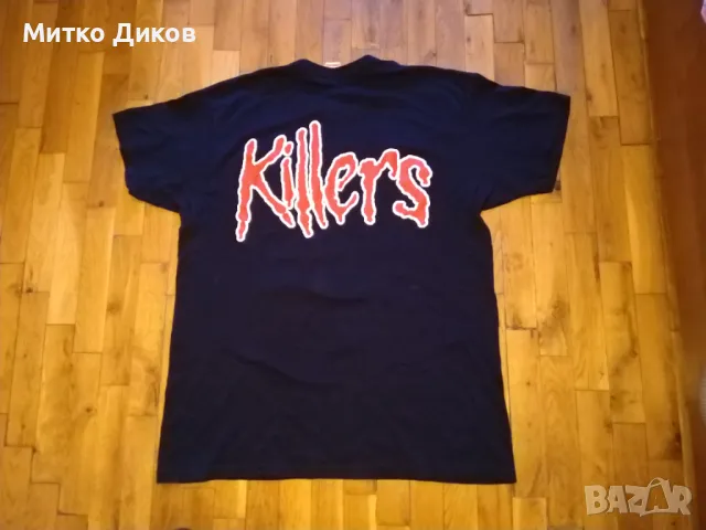Маркова тениска Fruit of the loom на Iron Maiden Killers размер Л отлична, снимка 8 - Тениски - 48970526