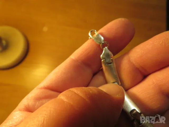 Солиден плътен сребърен синджир ланец дълж.40 см. - сравнително къс за слаби натури сребро, снимка 2 - Колиета, медальони, синджири - 50026537