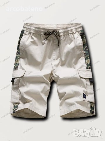 Мъжки карго къси панталони с джоб с шнур с еластична талия, 4цвята - 023, снимка 2 - Къси панталони - 40540502