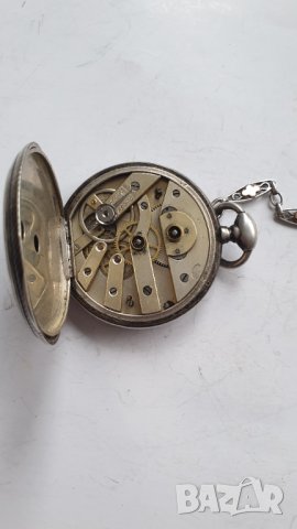 Стар сребърен джобен часовник с ключ, снимка 13 - Антикварни и старинни предмети - 44369462