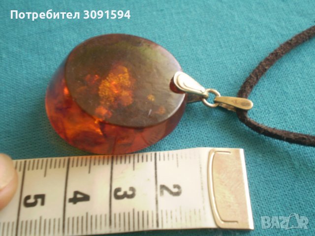 Стара кехлибар висулка медальон сребро 875 кехлибар СССР, снимка 8 - Антикварни и старинни предмети - 37538039