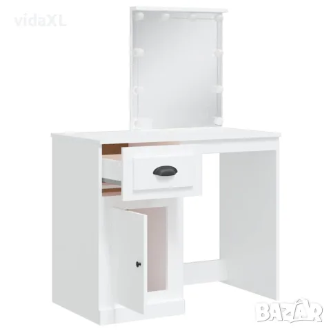 vidaXL Тоалетка с LED лампи, бяла, 90x42x132,5 см, снимка 4 - Тоалетки - 56148155