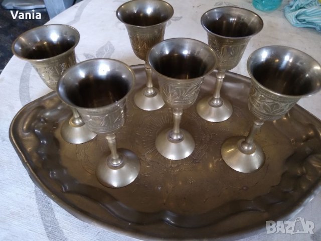 Чашки с поднос от месинг, снимка 3 - Колекции - 34155166