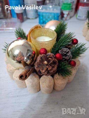 Коледни свещници - Ръчно направени, снимка 2 - Декорация за дома - 52612144