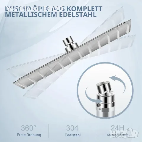 Душ пита KINLIV 30x30 см от неръждаема стомана, снимка 5 - ВИК - 55815872