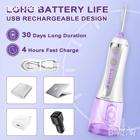 Зъбен душ Leominor Water Flosser акумулаторен, снимка 6 - Маши за коса - 48875374