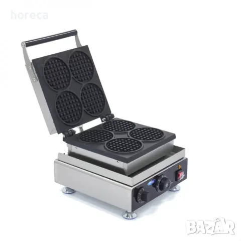 Гофретник - 4 кръгли вафли - термостат, таймер, незалепващо покритие, снимка 2 - Обзавеждане на кухня - 49855784