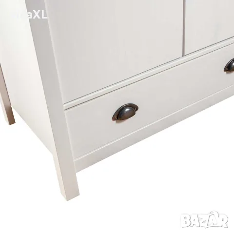vidaXL Гардероб с 3 врати Hill бял 127x50x170 см борово дърво масив, снимка 7 - Гардероби - 56146481