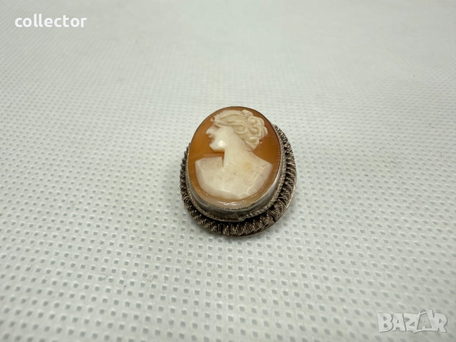 Стара сребърна камея / рапан / сребро. №7663, снимка 4 - Колиета, медальони, синджири - 52622173