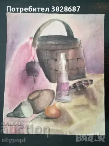 Натюрморт АКВАРЕЛ от 80-те години, снимка 1