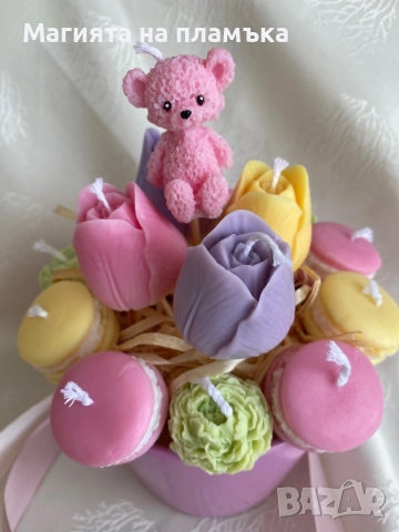 Букети от ароматизирани соеви свещи, снимка 10 - Изкуствени цветя - 52570773