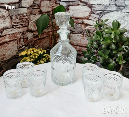 НОВ стъклен сервиз за ракия 