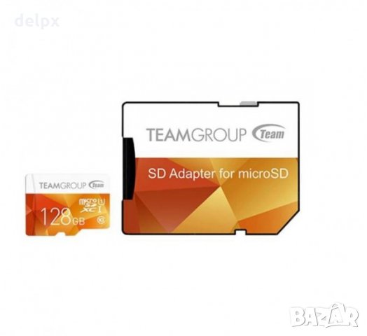MicroSD карта памет клас 10 TEAMGROUP с адаптер 128GB, снимка 1
