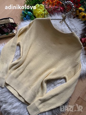 Бледо жълт пуловер FB sister, снимка 2 - Блузи с дълъг ръкав и пуловери - 39459988