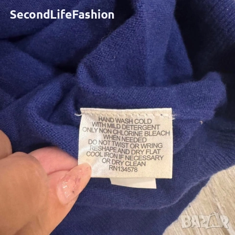 Мъжки кашмирен пуловер Vineyard Vines с V-образно деколте, син, размер L, снимка 5 - Пуловери - 53102054