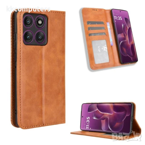 Motorola Edge 60 Pro Ретро Магнитен Кожен Калъф Портфейл с Поставка и Скрийн Протектор - Четири Цвят, снимка 4 - Резервни части за телефони - 50513891