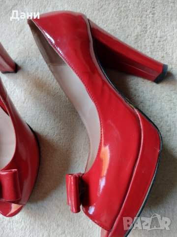 Дамски обувки на ток .Червен лак Honey GIRL, снимка 2 - Сандали - 34349282