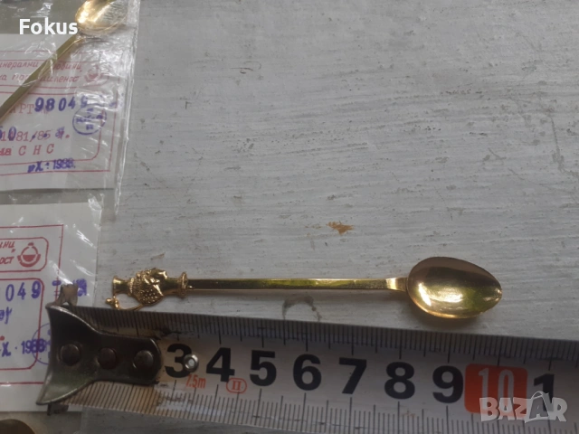 Стари български позлатени лъжички за кафе - минт с етикети, снимка 7 - Антикварни и старинни предмети - 53329674