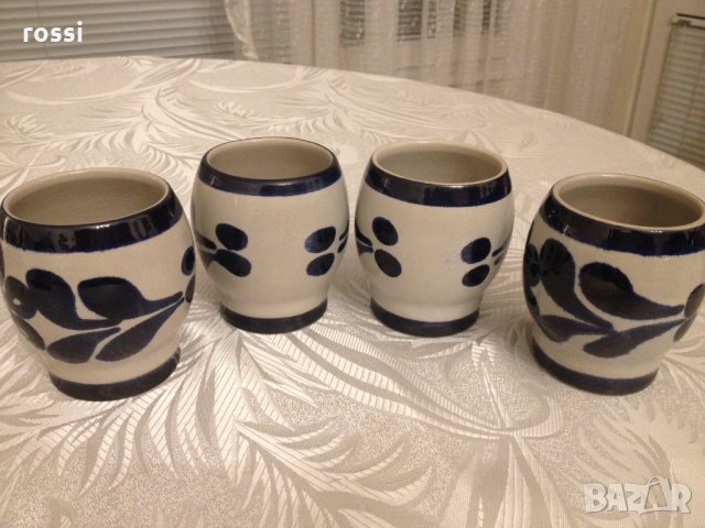 Vintage. Нови. Original King Немски сервиз 4 керамични чаши за вино 160 мл. ръчна изработка, снимка 2 - Антикварни и старинни предмети - 30678675