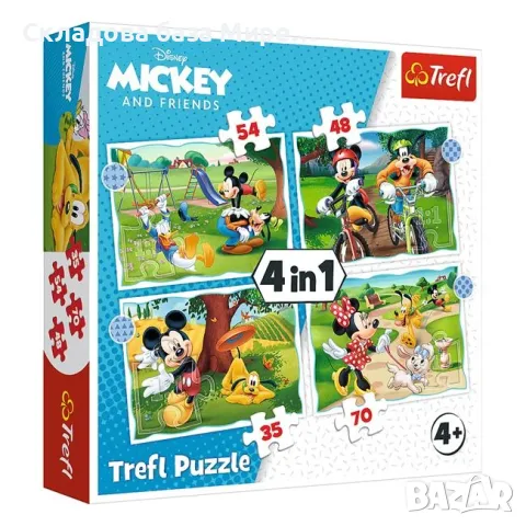 Пъзел с Мики и Мини 4в1, Trefl,35, 70 54, 48, Mickey Minnie, снимка 1 - Пъзели - 48124736