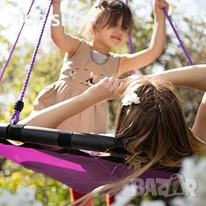 Relaxdays кръгла висяща люлка за деца тип гнездо диск Ø: 120 см, за до 100 кг, снимка 5 - Фигурки - 49092997