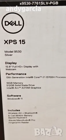 Dell XPS 9530/Intel Core i7 13700H/16GB RAM/512GB SSD NVMe/Arc A370M 4GB GDDR6/15.6 IPS FHD+ , снимка 4 - Лаптопи за работа - 49167587