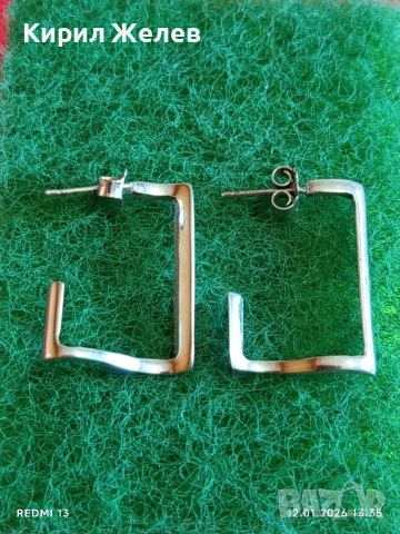 Екстравагантни обеци родирано сребро майсторска ръчна изработка 52742