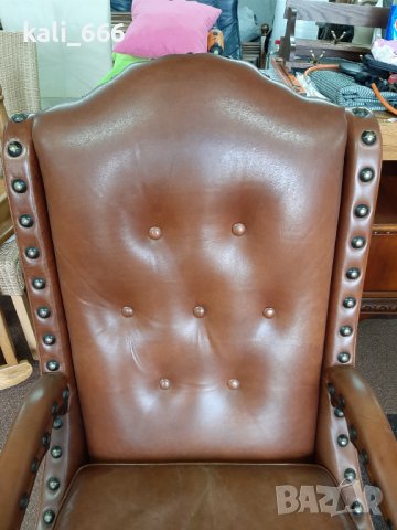 Ретро кресло естествена кожа внос от Холандия , снимка 10 - Дивани и мека мебел - 40253214