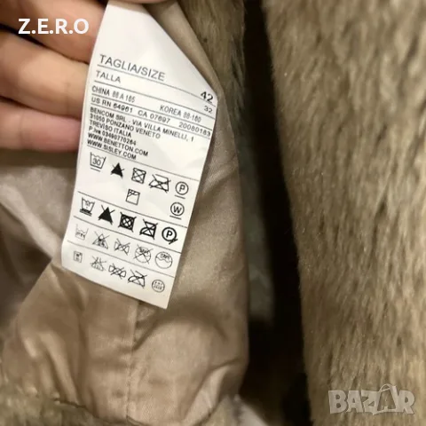 Дамско яке от еко пух Benetton като ново, размер S и M, снимка 5 - Якета - 56120722