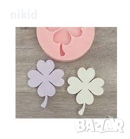 Четирилистна детелина с дсръжка силиконов молд форма калъп фондан гипс шоколад гипс, снимка 2 - Форми - 40028812