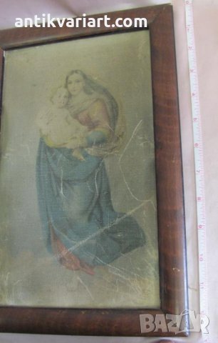19 век Картина върху платно Мадона, снимка 7 - Антикварни и старинни предмети - 31680317