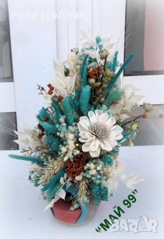 Сухи цветя в кадифена обувка, снимка 4 - Подаръци за юбилей - 54246303