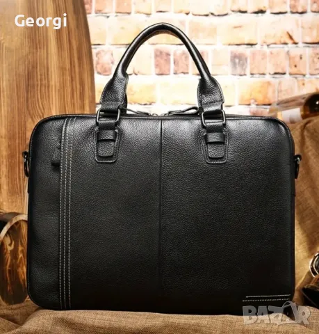 Луксозна, Елегантна и Стилна - Черна кожена чанта / Портфейли за лаптоп 15”!!, снимка 11 - Чанти - 49314995