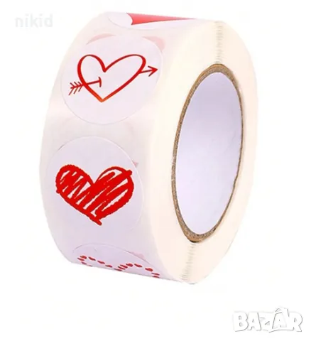 100 бр Сърце червено бяло самозалепващи лепенки стикери за ръчна изработка за подарък Свети Валентин, снимка 3 - Други - 47522586