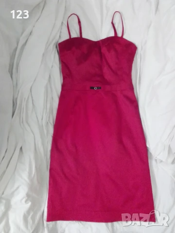 Елегантна сатенена червена рокля с камъчета-диамантчета и горна част, снимка 5 - Рокли - 50647910