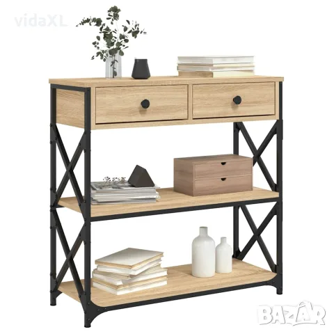 vidaXL Конзолна маса, дъб сонома, 75x28x75 см, инженерно дърво, снимка 3 - Маси - 56148073
