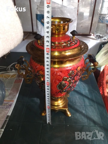 Уникален руски ръчно рисуван самовар чайник, снимка 4 - Антикварни и старинни предмети - 53279391