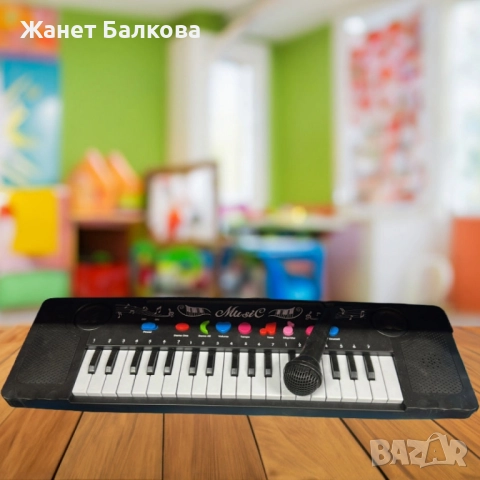 Детски електронен синтезатор с микрофон – 37 клавиша музикално вдъхновение, снимка 4 - Други стоки за дома - 50953627
